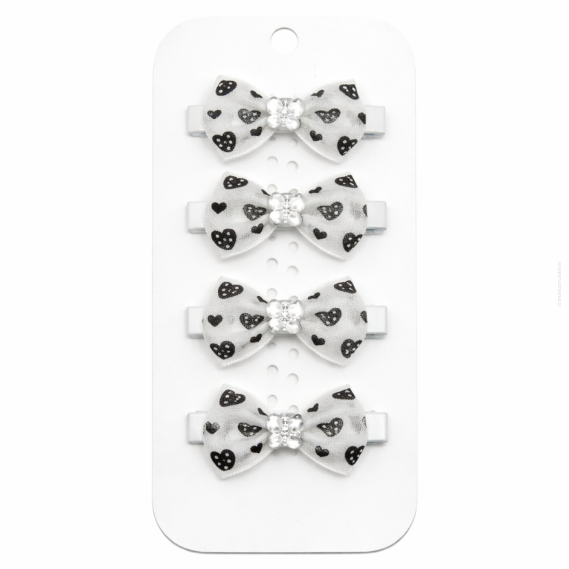 SPINKI DO WŁOSÓW DZIECIĘCE KOKARDKI BIAŁE 4 SZTUKI (0226-3 SAH)