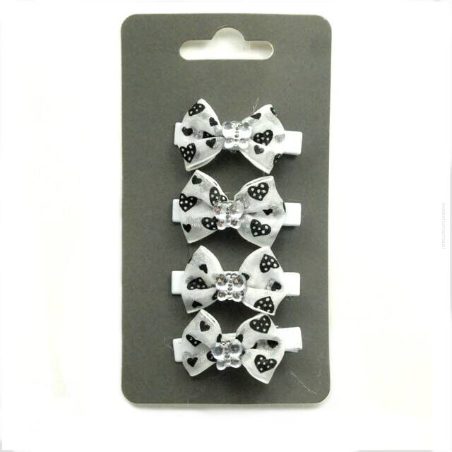 SPINKI DO WŁOSÓW DZIECIĘCE KOKARDKI BIAŁE 4 SZTUKI (0427 SA)