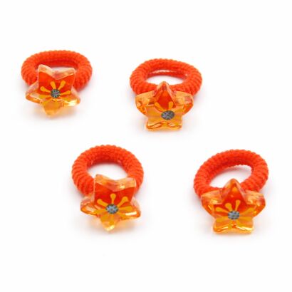 GUMKI DO WŁOSÓW DZIECIĘCE POMARAŃCZOWE GWIAZDKI 4 SZTUKI (0194-34 SAMH)