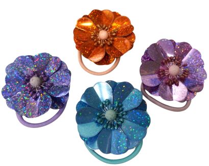 BROSZKA / GUMKA DO WŁOSÓW BROKATOWY KWIAT 4 SZTUKI 2-4393 ASM)