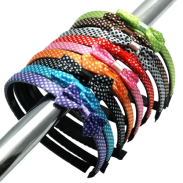 OPASKI DO WŁOSÓW KOKARDKI W KROPKI 12 SZTUK MIX KOLOR                                 (4989 SA) - 2