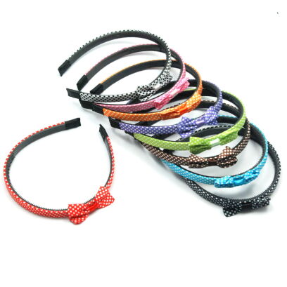 OPASKI DO WŁOSÓW KOKARDKI W KROPKI 12 SZTUK MIX KOLOR                                 (4989 SA)