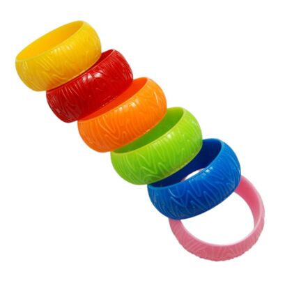 BRANSOLETKI PLASTIKOWE KOLOROWE SZEROKIE 6 SZTUK                                                                       (6442 SAM)