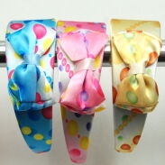 OPASKI DO WŁOSÓW SZEROKIE KOLOROWE Z KOKARDKĄ W KROPKI 3 SZTUKI (0214-18 SA) - 5