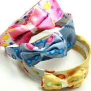 OPASKI DO WŁOSÓW SZEROKIE KOLOROWE Z KOKARDKĄ W KROPKI 3 SZTUKI (0214-18 SA) - 2
