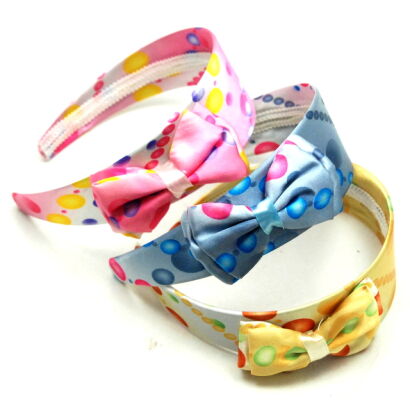 OPASKI DO WŁOSÓW SZEROKIE KOLOROWE Z KOKARDKĄ W KROPKI 3 SZTUKI (0214-18 SA)