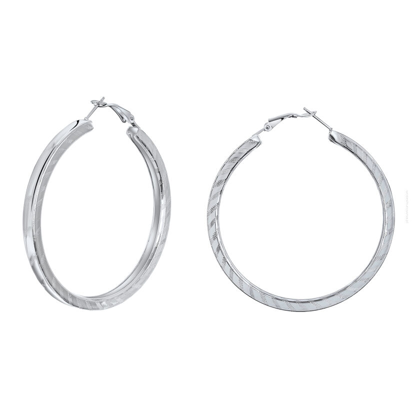 KOLCZYKI KLASYCZNE KOŁA SREBRNE Z GRAWEREM 0689-8