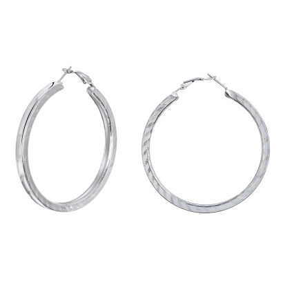 KOLCZYKI KLASYCZNE KOŁA SREBRNE Z GRAWEREM 0689-8