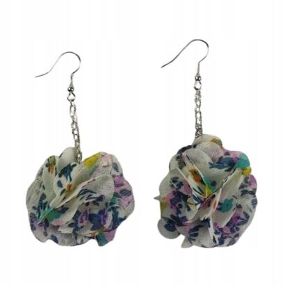 KOLCZYKI Z MATERIAŁU WISZĄCE KWIATY                                                                        (0611-77 SAH)