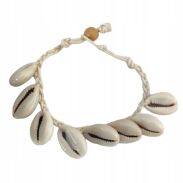 BRANSOLETKA ROZPINANA NA SZNURECZKU Z MUSZELKAMI                        (0665-578 SAM) - 2