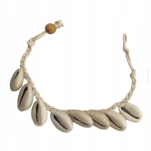 BRANSOLETKA ROZPINANA NA SZNURECZKU Z MUSZELKAMI                        (0665-578 SAM)