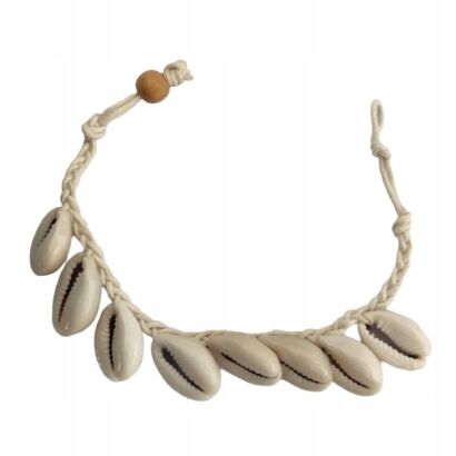 BRANSOLETKA ROZPINANA NA SZNURECZKU Z MUSZELKAMI                        (0665-578 SAM)