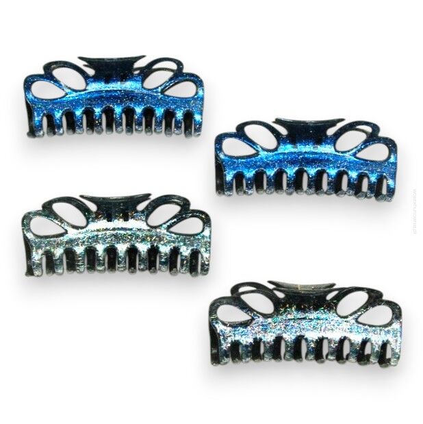 KLAMRY / SZCZĘKI DO WŁOSÓW BROKATOWE DUŻE 4 SZTUKI                              (8523 SAM)