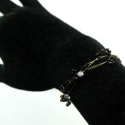 BRANSOLETKA ROZPINANA Z DROBNYMI CZARNYMI ZAWIESZKAMI                                   (7W296-2 SAM4) - 2