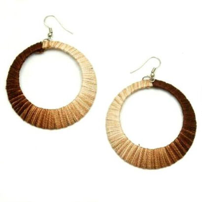 KOLCZYKI KOŁA OBSZYTE NITKĄ ODCIENIE BRĄZU 0665-10