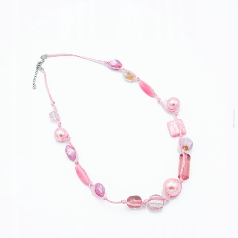 NASZYJNIK / KORALE RÓŻOWE NA SZNURECZKACH                                                                     0612-1056