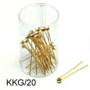 GOLD HAIRPINS WITH GLASS JET) KKG/20