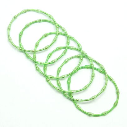 BRANSOLETKI METALOWE SPRĘŻYNKI ZIELONE 6 SZTUK                                                                  (1416-4 SAM)