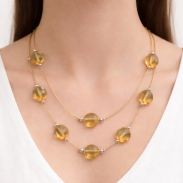 NASZYJNIK 2-RZĘDOWY ŻÓŁTY  WARSTWOWY NA STRUNIE MODERN (0612-58) - 2