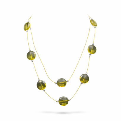 NASZYJNIK 2-RZĘDOWY ŻÓŁTY  WARSTWOWY NA STRUNIE MODERN (0612-58)