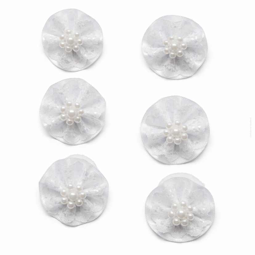 GUMKI DO WŁOSÓW KOMUNIJNE BIAŁE Z PEREŁKAMI 6 SZTUK (0009-1 g SAH)