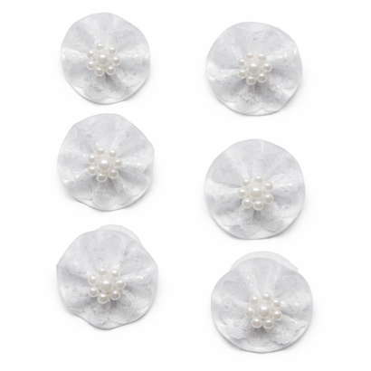 GUMKI DO WŁOSÓW KOMUNIJNE BIAŁE Z PEREŁKAMI 6 SZTUK (0009-1 g SAH)