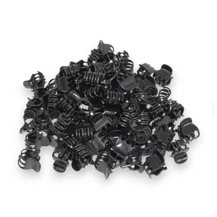 SZCZĘKI DO WŁOSÓW KRABIKI/ŻABKI CZARNE MINI 100 SZTUK                              (0146/B/100)