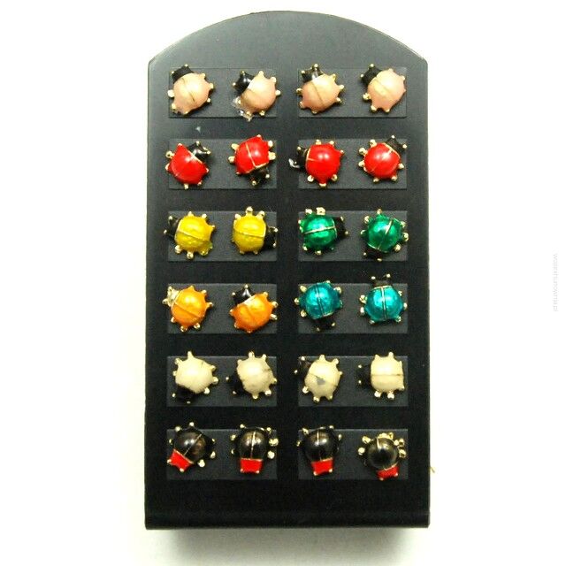 KOLCZYKI NA PALETCE-BIEDRONKI 12 PAR 0617-148 SAHU)