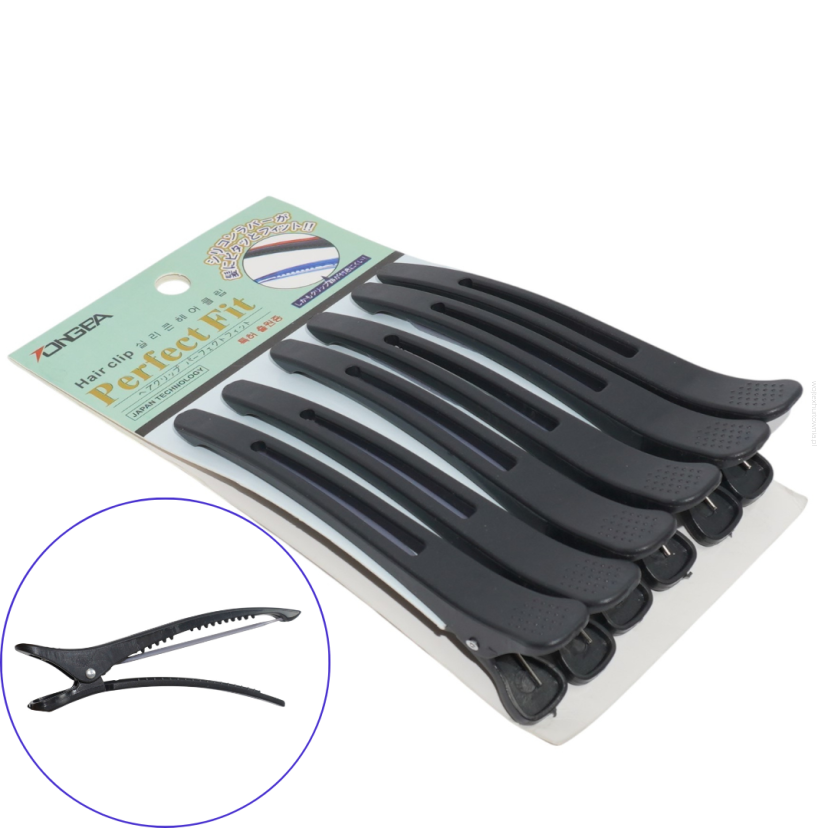 KLIPSY FRYZJERSKIE PLASTIKOWE Z GUMKĄ 6 SZTUK  (1311-112/6-B)