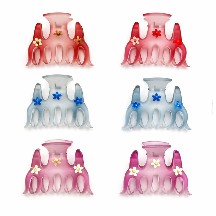 SZCZĘKI / KLAMRY DO WŁOSÓW KOLOROWE 6 SZTUK                                                              (0130-4 SAH)