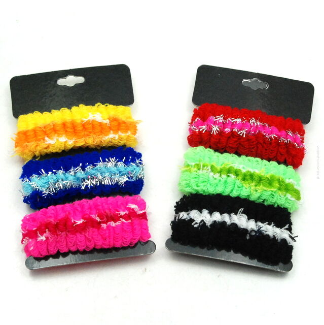 GUMKI DO WŁOSÓW FROTKI PUCHATE DUŻE WIELOKOLOROWE 12 SZTUK FUZZY II (194 SA)