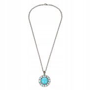 NASZYJNIK / WISIOREK Z OZDOBNĄ TURKUSOWĄ ZAWIESZKĄ                                                   0644-1000 - 2