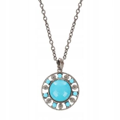 NASZYJNIK / WISIOREK Z OZDOBNĄ TURKUSOWĄ ZAWIESZKĄ                                                   0644-1000