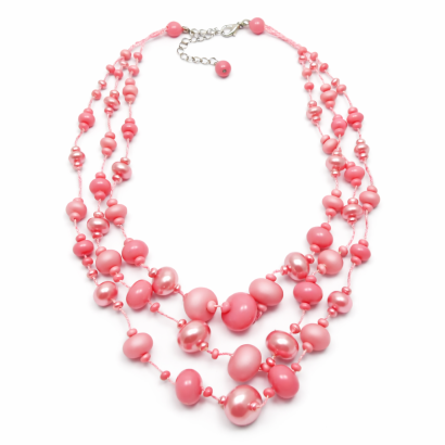 NASZYJNIK / WISIOREK Z RÓŻOWYMI KORALIKAMI (N-0602/5/3R A-4 SAM C)