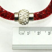 BRANSOLETKA NA MAGNES KRYSZTAŁKI CZERWONE  0614-51 - 3