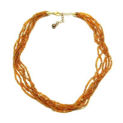 NASZYJNIK / WISIOREK "BURSZTYNOWY" Z KORALIKAMI                                                 (0643-556 SAH)