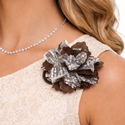 BROSZKA / GUMKA / SPINKA Z CEKINAMI BRĄZOWA                             (0615-41) - 3