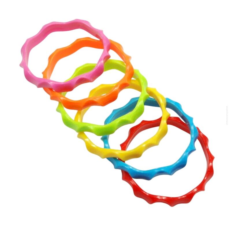 BRANSOLETKI PLASTIKOWE KOLOROWE FALOWANE 6 SZTUK                                                                  (7142 SAM)