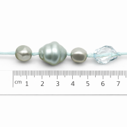 NASZYJNIK Z KORALIKAMI WIĄZANY NA TASIEMCE BŁĘKITNY 0665-66 - 4