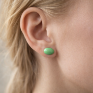 KLASYCZNE KOLCZYKI  ZIELONE OWALNE 0611-99 - 2