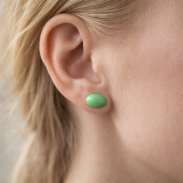 KLASYCZNE KOLCZYKI  ZIELONE OWALNE 0611-99 - 2