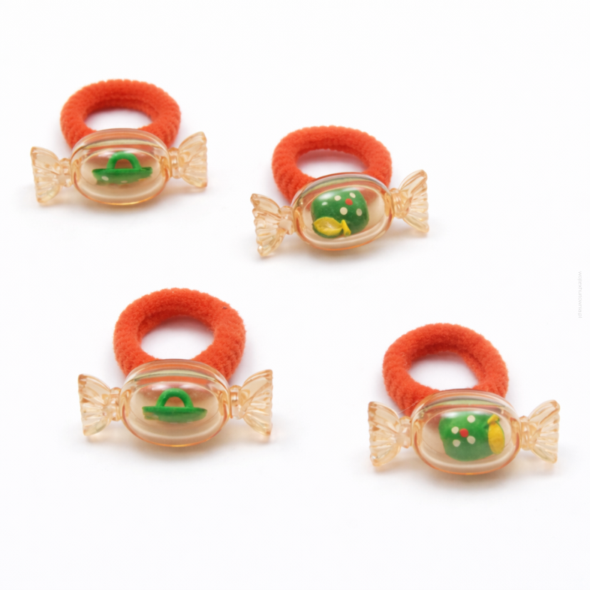 GUMKI DO WŁOSÓW DZIECIĘCE POMARAŃCZOWE CUKIERKI 4 SZTUKI (0194-42 SAMH)