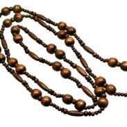 KORALE DREWNIANE DŁUGIE / NASZYJNIK BRĄZOWY OBWÓD 180 CM                                                               (0611-1038 SAM F) - 2