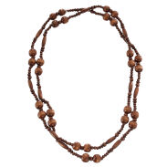 KORALE DREWNIANE DŁUGIE / NASZYJNIK BRĄZOWY OBWÓD 180 CM                                                               (0611-1038 SAM F) - 3