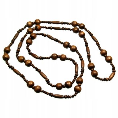 KORALE DREWNIANE DŁUGIE / NASZYJNIK BRĄZOWY OBWÓD 180 CM                                                               (0611-1038 SAM F)