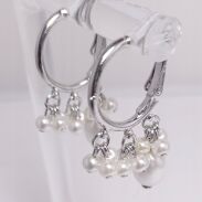 KOLCZYKI W KOLORZE SREBRA KOŁA Z PEREŁKAMI WISZĄCE                      (0668-2 SAH) - 2
