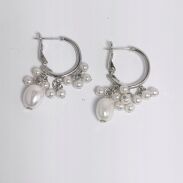 KOLCZYKI W KOLORZE SREBRA KOŁA Z PEREŁKAMI WISZĄCE                      (0668-2 SAH) - 3