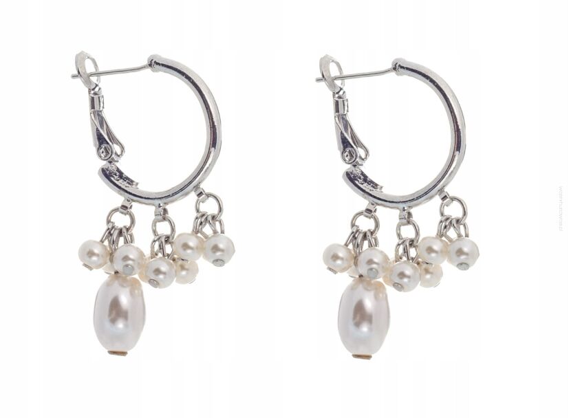 KOLCZYKI W KOLORZE SREBRA KOŁA Z PEREŁKAMI WISZĄCE                      (0668-2 SAH)