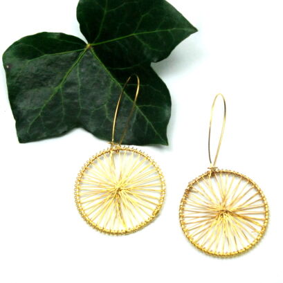 KOLCZYKI PLECIONE KOŁA METALOWE "ZŁOTE"                                                     (0615-01 SAH)