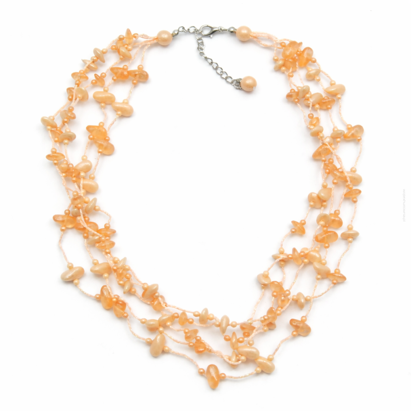 NASZYJNIK / WISIOREK Z BRZOSKWINIOWYMI KORALIKAMI (N-0604/2/5R A SAM C)